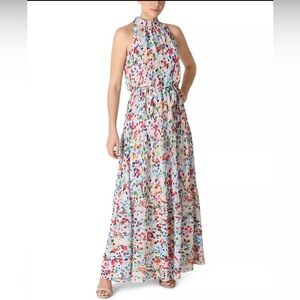 Julia Jordan Mock Neck Tiered Halter Maxi Dress | Size 12